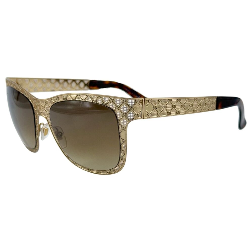 Gucci GG4266/S Womens Metal Sunglass J5GJD Gold 55-19 Brown Grad Italy w Case